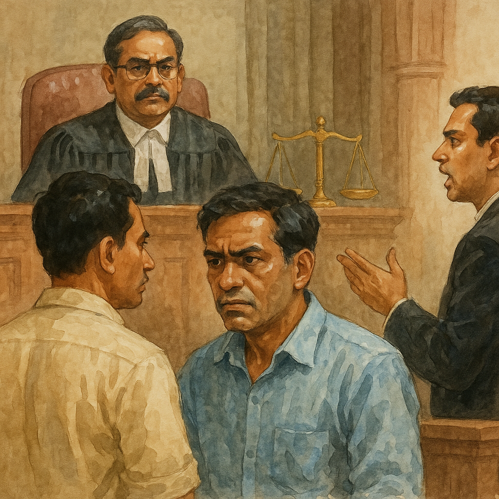 Courtroom scene depicting GST dispute over construction services under development agreement in Bihar