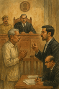 Watercolor courtroom illustration showing GST dispute in Patna High Court involving violation of natural justice