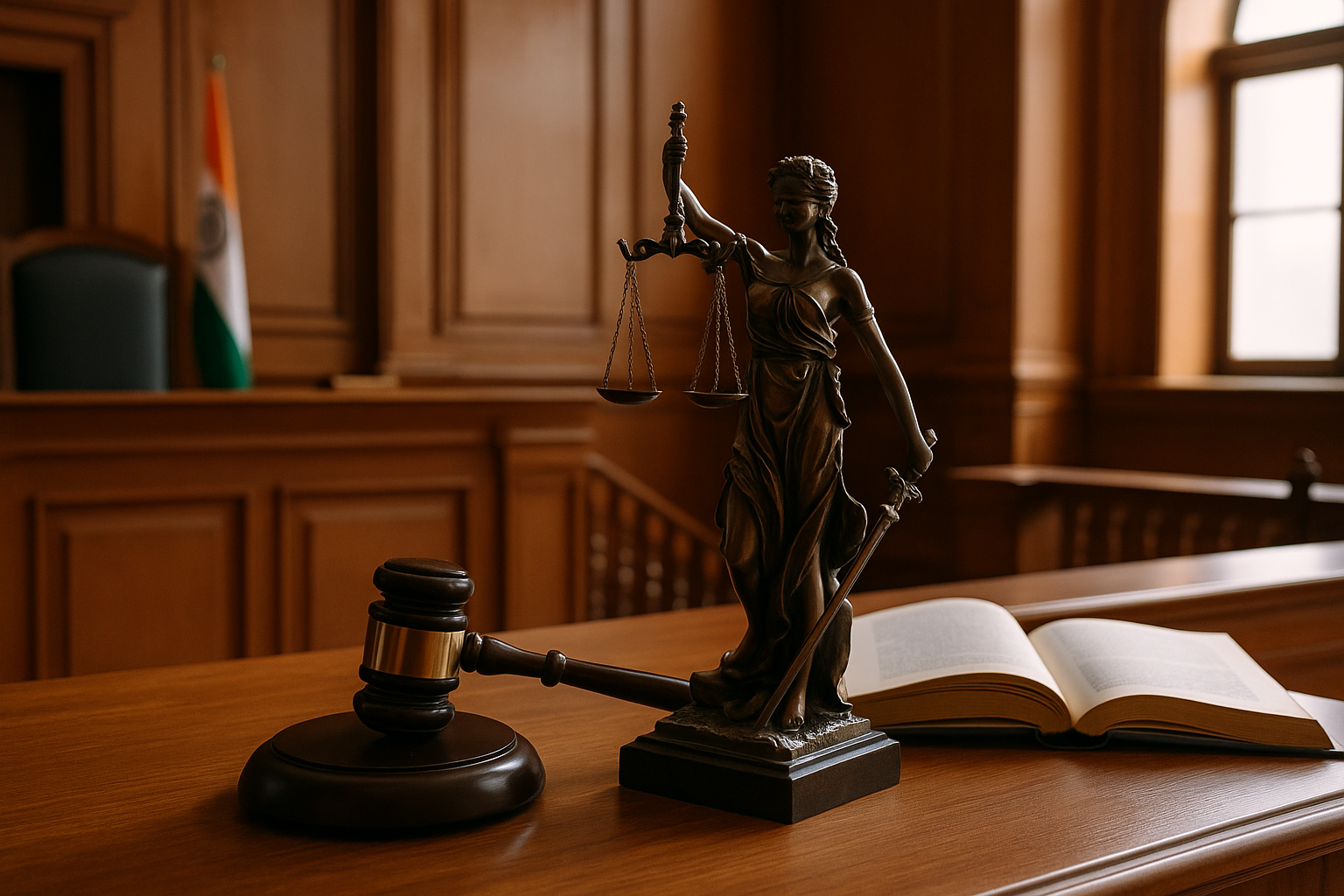 Courtroom scene representing dowry-related case quashed by Patna High Court after mutual settlement
