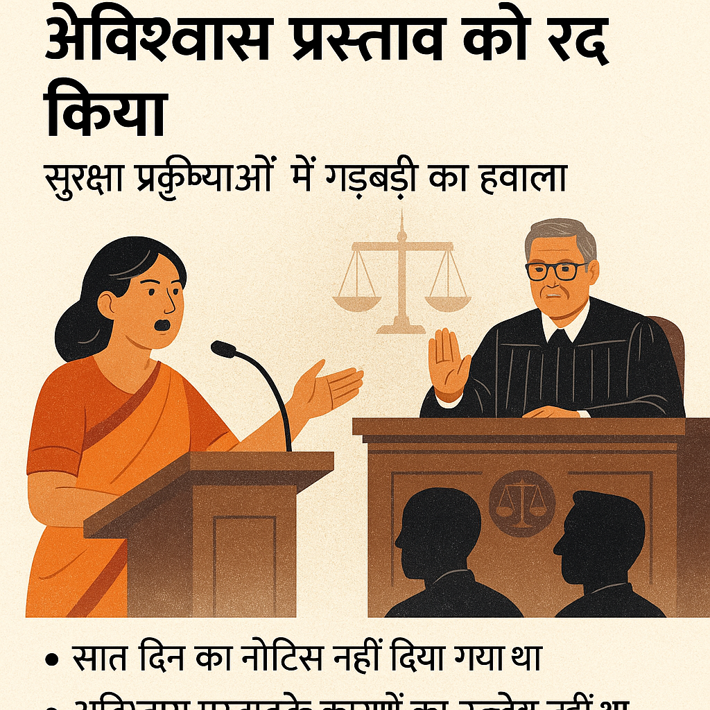 Courtroom illustration of Patna High Court ruling on invalid no confidence motion against Block Pramukh