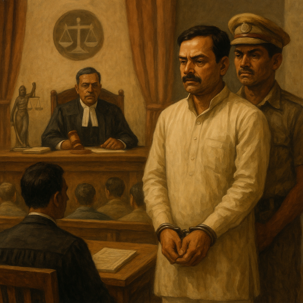 Courtroom scene of detained chief councilor participating in no-confidence motion as ordered by Patna High Court