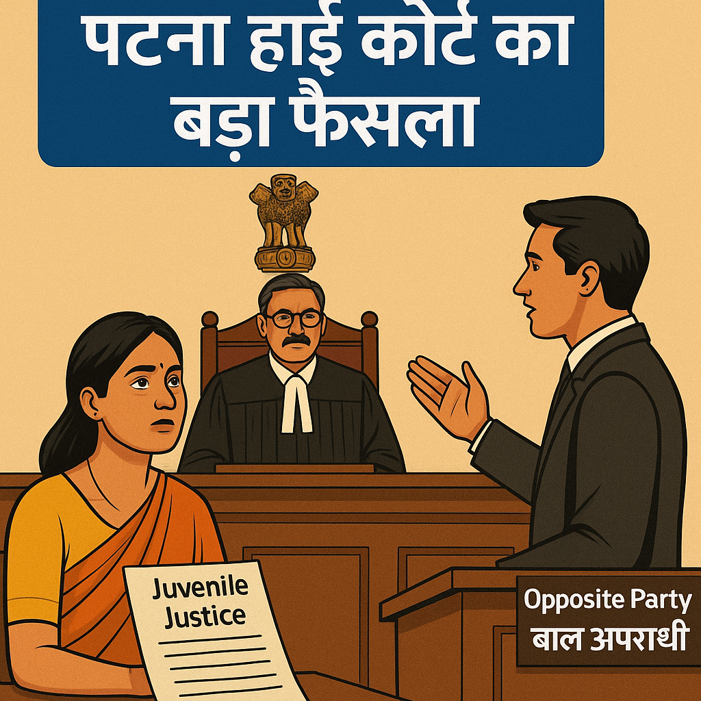 Illustration of courtroom scene involving juvenile claim dispute in Patna High Court case