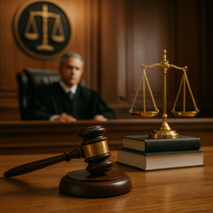 Courtroom scene depicting legal decision on pension eligibility of university staff before 2005