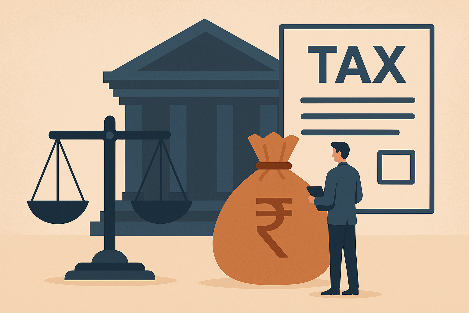 Indian courtroom scene about GST tax dispute and notice procedure under judicial review