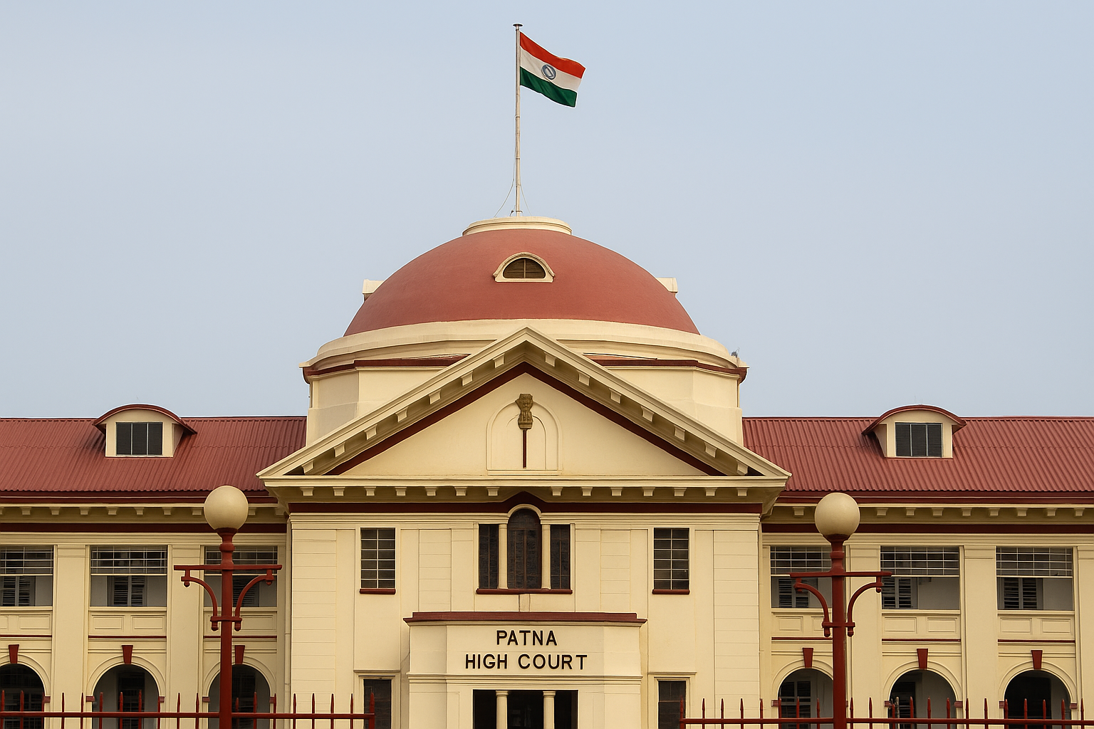 Courtroom facade of Patna High Court related to service tax dispute on railway catering license