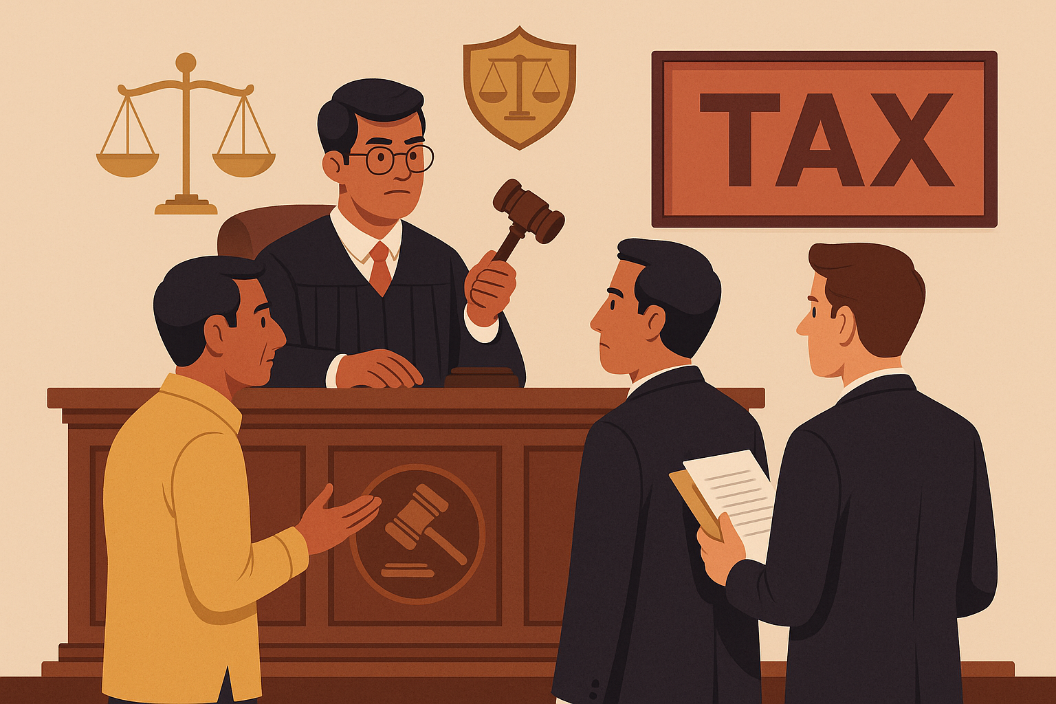 Courtroom illustration of GST dispute over denied personal hearing in Patna High Court