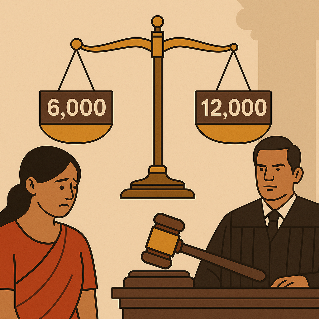 Court illustration showing enhanced spousal maintenance for woman under Section 125 CrPC