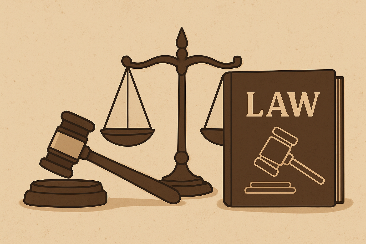 Flat-style illustration with gavel, justice scale, and law book representing criminal appeal and sentence relief.
