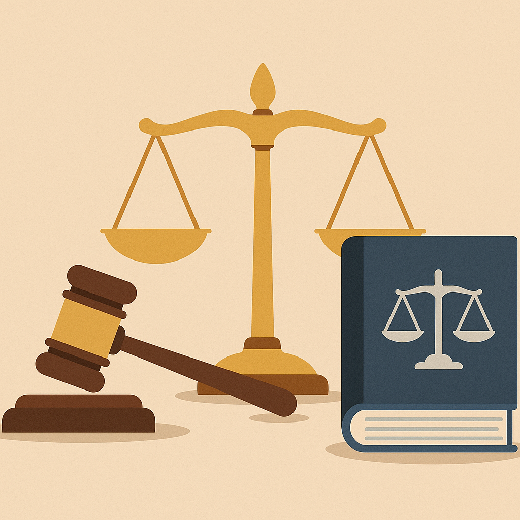 Digital illustration with pension documents, Indian rupees, and justice scale representing court protection from wrongful recovery.