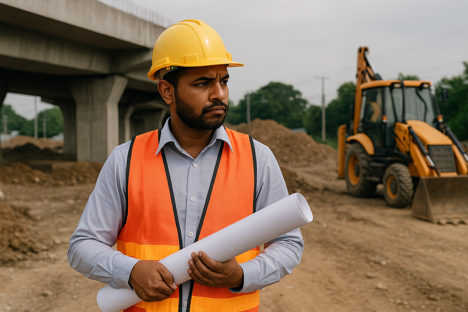 Construction worker at road site symbolizing Patna High Court judgment on GST liability in government contracts