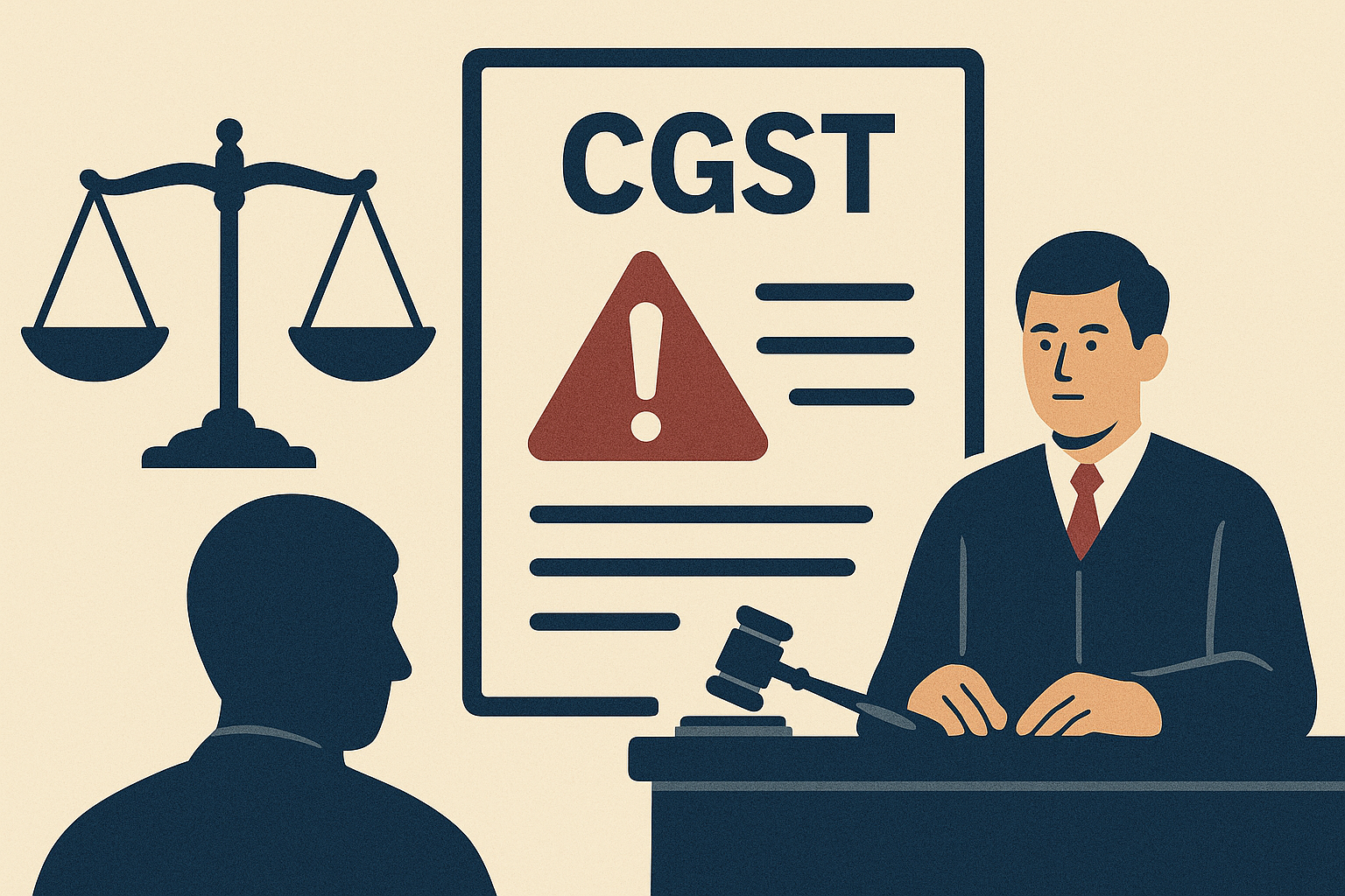 Illustration of Patna High Court case on CGST Section 74 showing petitioner, judge, and tax dispute appeal process
