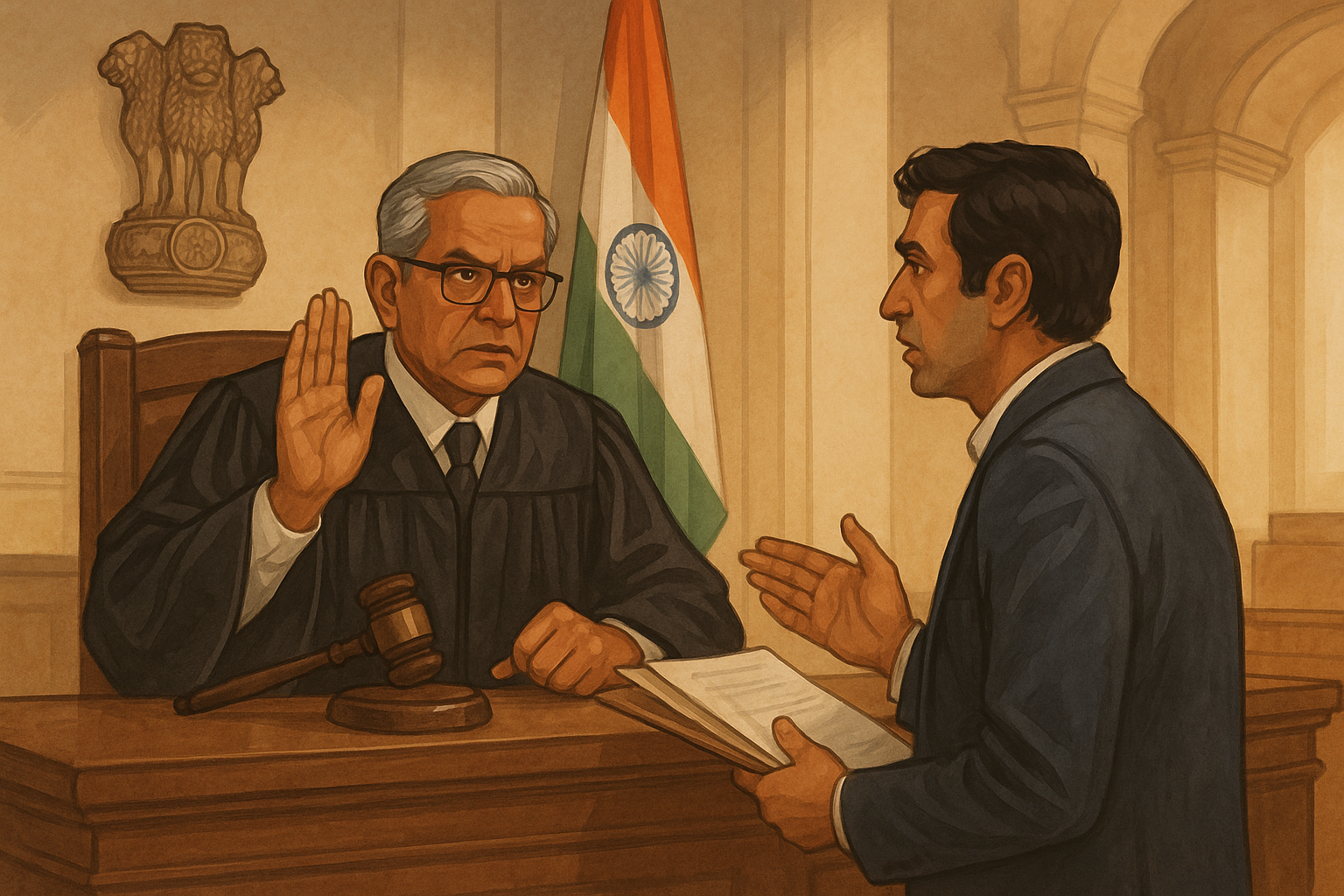 Illustration of Indian courtroom scene highlighting GST personal hearing dispute decided by Patna High Court