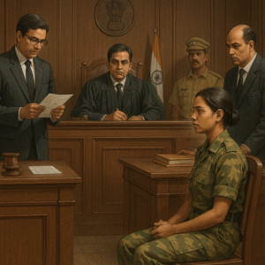 Courtroom illustration of Patna High Court case on CRPF recruitment medical fitness dispute