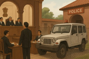 Patna High Court Allows Release of Vehicle Seized under Bihar Excise Act, Emphasizing Against Long Detention of Seized Property (2021) Illustration of an Indian court ordering release of a seized vehicle lying at a police station under the Bihar Excise Act